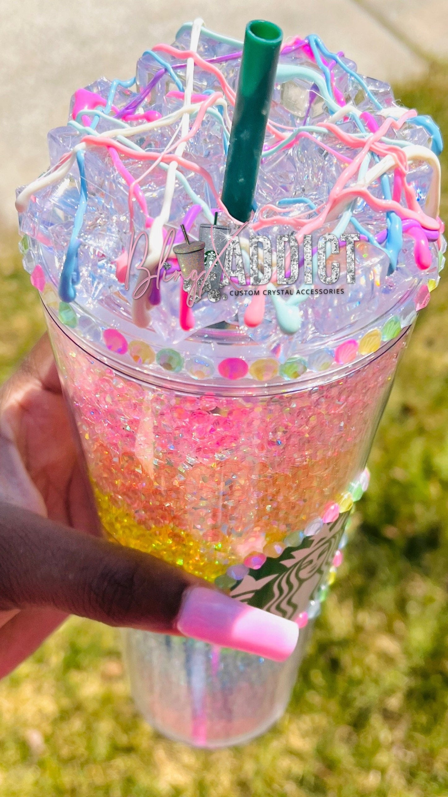 The ORIGINAL Pastel Rainbow Crush Crystal Starbucks Tumbler