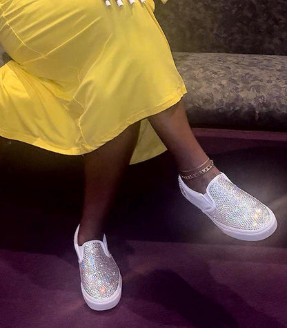 Fully Crystalized Bling Vans | Women’s Slip-On Sneakers for Birthday, Bridal & Event Wear