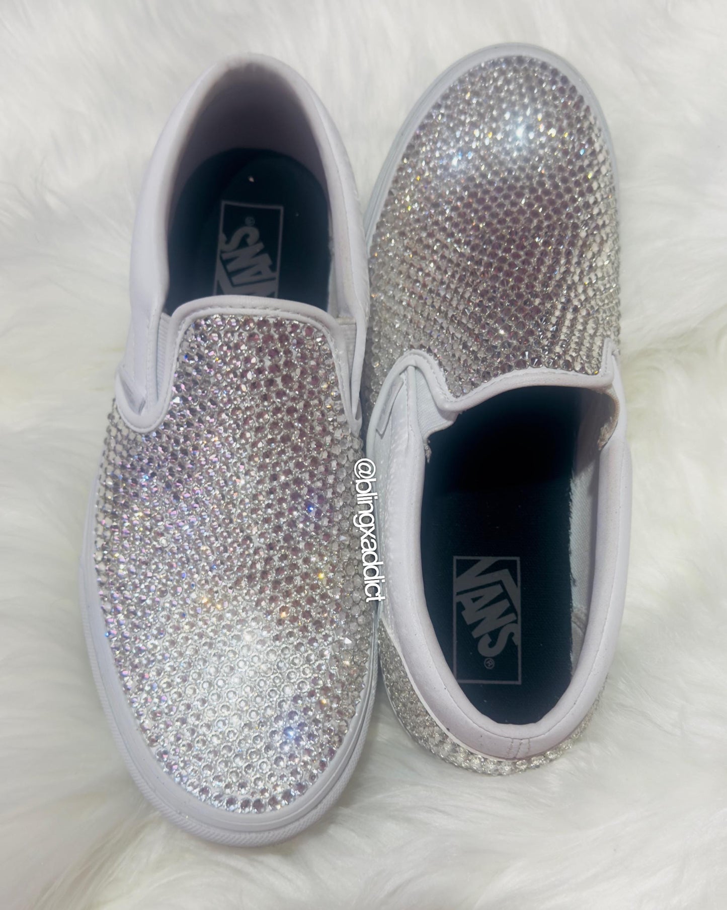 Fully Crystalized Bling Vans | Women’s Slip-On Sneakers for Birthday, Bridal & Event Wear