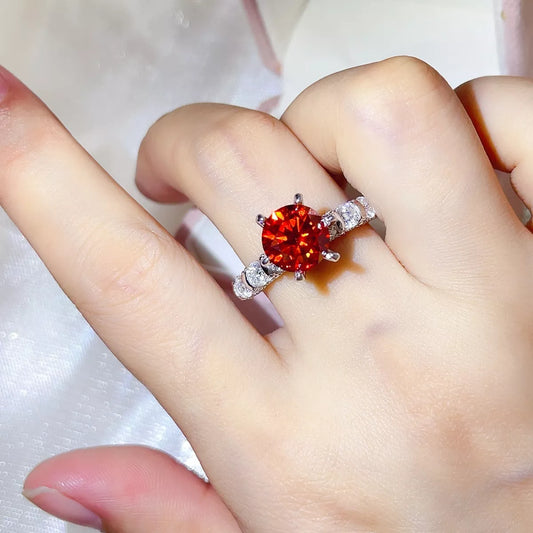 Flame 3 Carat Red Moissanite 925 Sterling Silver Ring | Oval Solitaire Engagement Ring, Unique Promise Ring for Women - Bling Addict