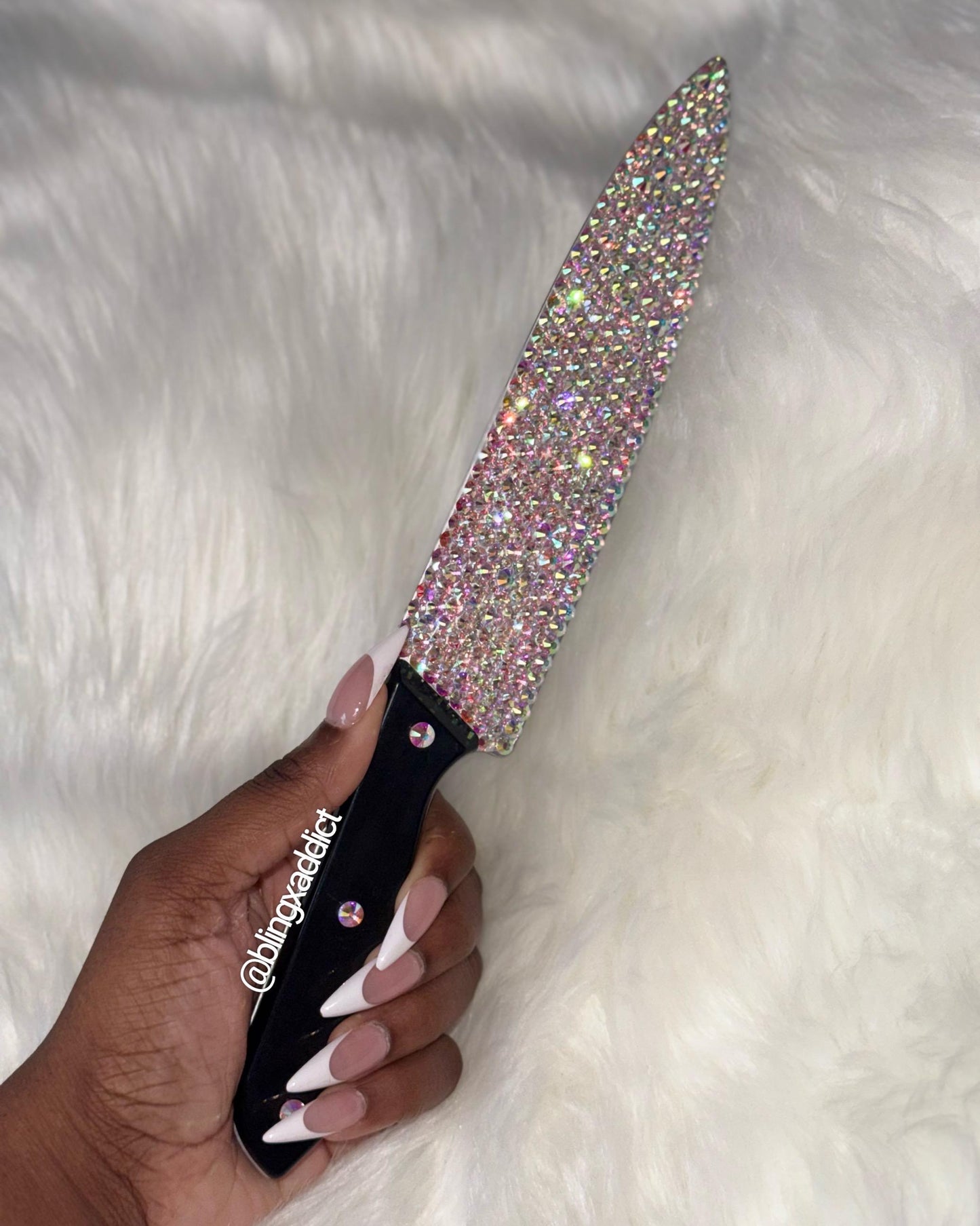 Bling Knife Prop for Halloween Costumes | Rhinestone Crystal Fake Knife | Sparkly Horror Cosplay Accessory
