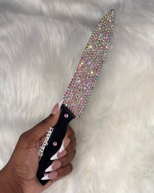 Bling Knife Prop for Halloween Costumes | Rhinestone Crystal Fake Knife | Sparkly Horror Cosplay Accessory