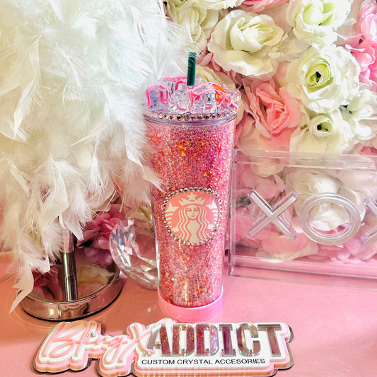 Strawberry Crush Crystal Craze Pink Starbucks Tumbler - Bling Addict