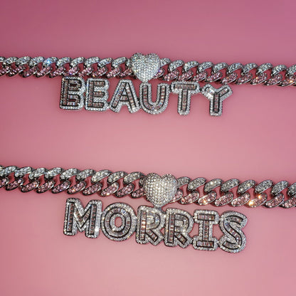 Crystal Swirl - Pink & Clear CZ Custom Cuban Link Chain