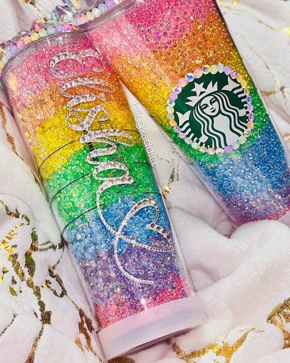 The ORIGINAL Pastel Rainbow Crush Crystal Starbucks Tumbler