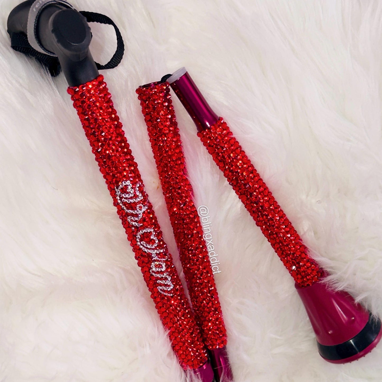 Crystal Bedazzled Foldable Walking Cane | Ergonomic Grip Handle | Supports Up to 350 lbs | Adjustable Height to 6’5” | Custom Name Option