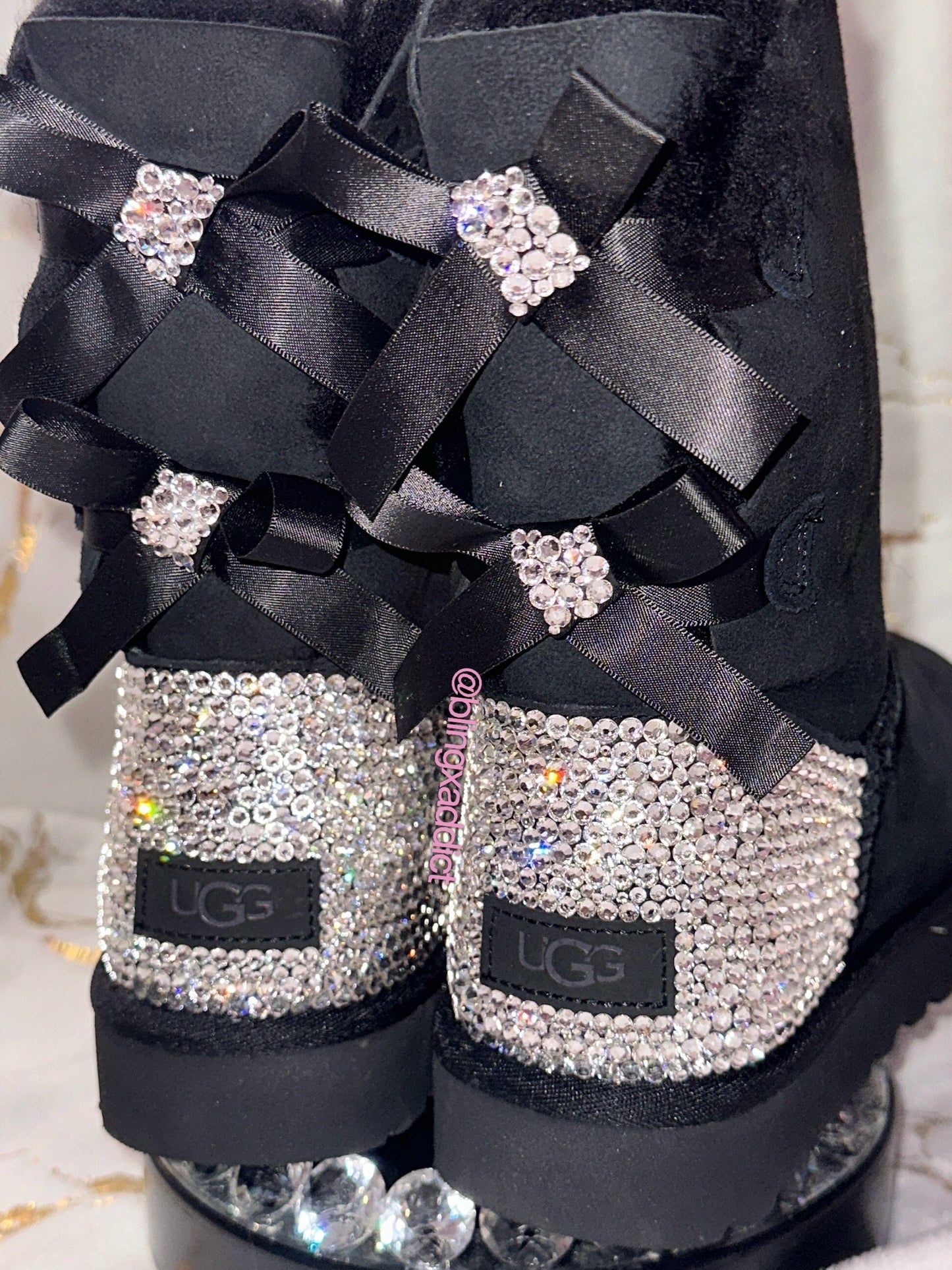 Swarovski Crystal Bling Custom UGG Bailey Bow Boots| Choose UGG Boot Version: Mini, Short, or Tall