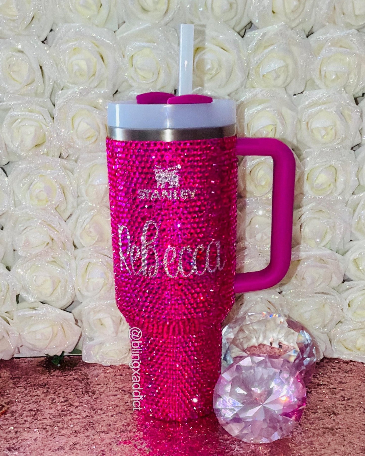 Personalized Crystal Bling Stanley Tumbler, Custom Sparkly Drinkware, 60oz 40oz 30oz 20oz
