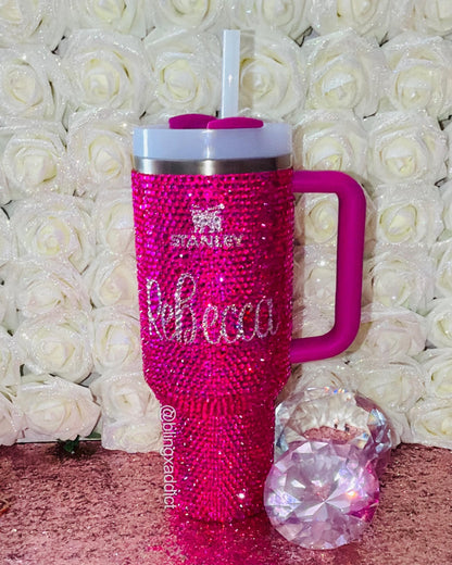 Personalized Crystal Bling Stanley Tumbler, Custom Sparkly Drinkware, 60oz 40oz 30oz 20oz