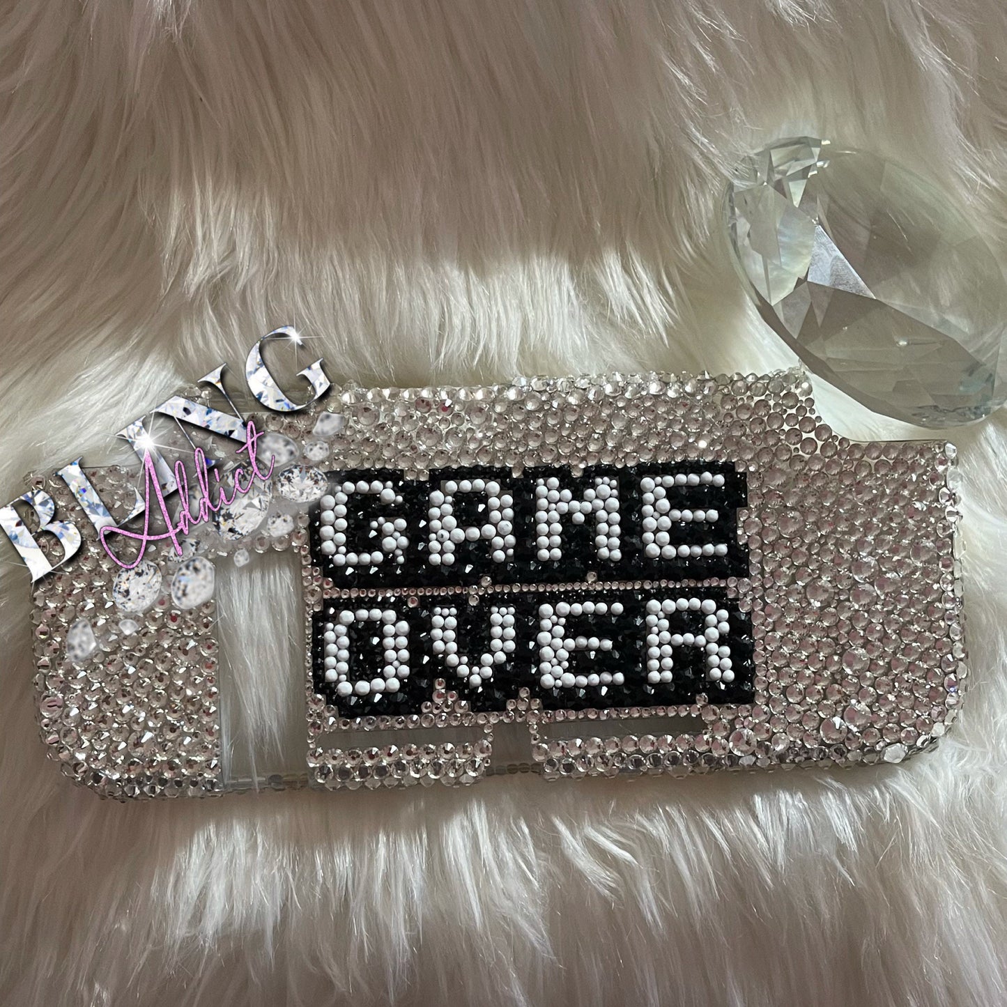 Game Over Crystal Nintendo Switch Case: Bedazzled Protective Cover