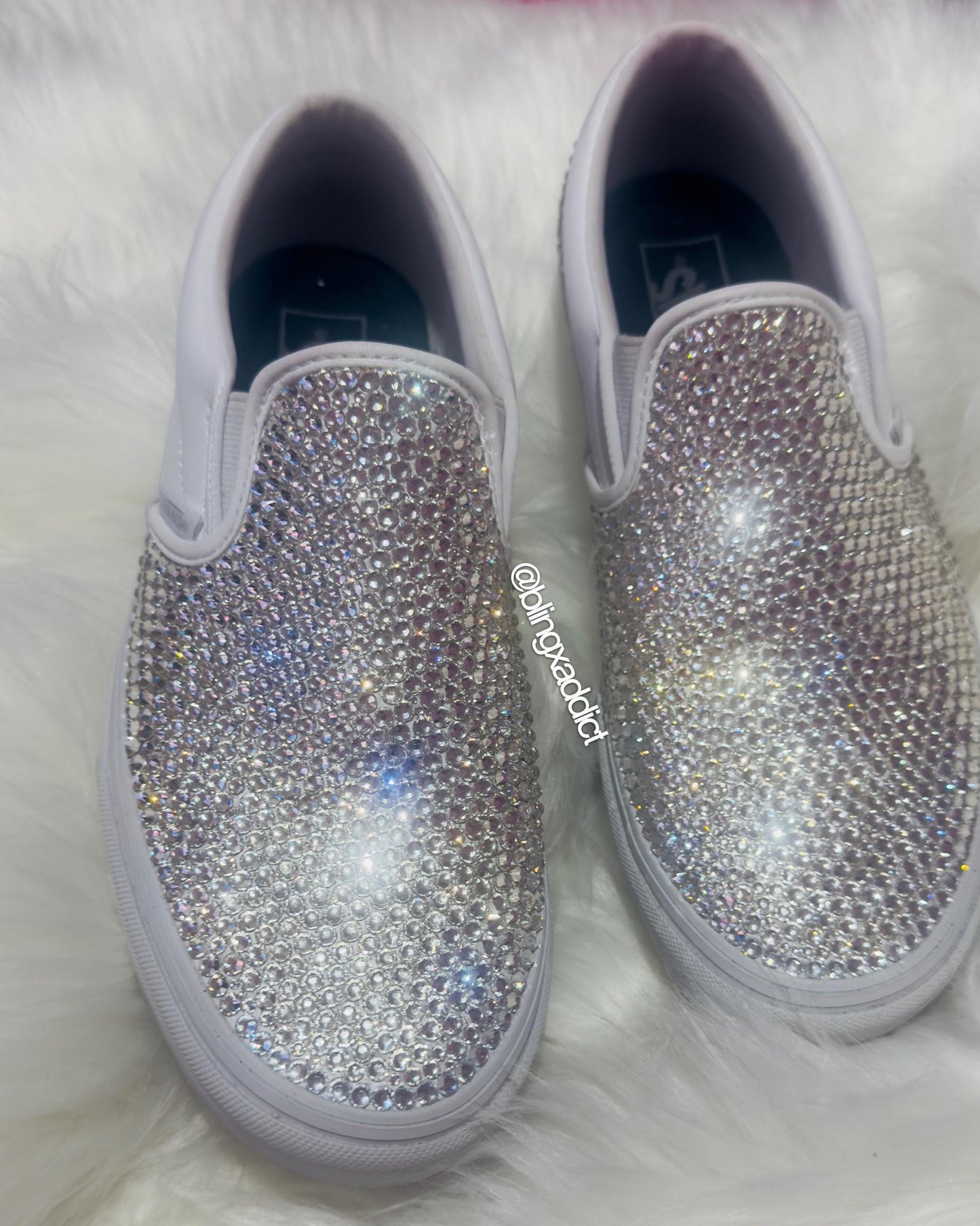 Fully Crystalized Bling Vans | Women’s Slip-On Sneakers for Birthday, Bridal & Event Wear