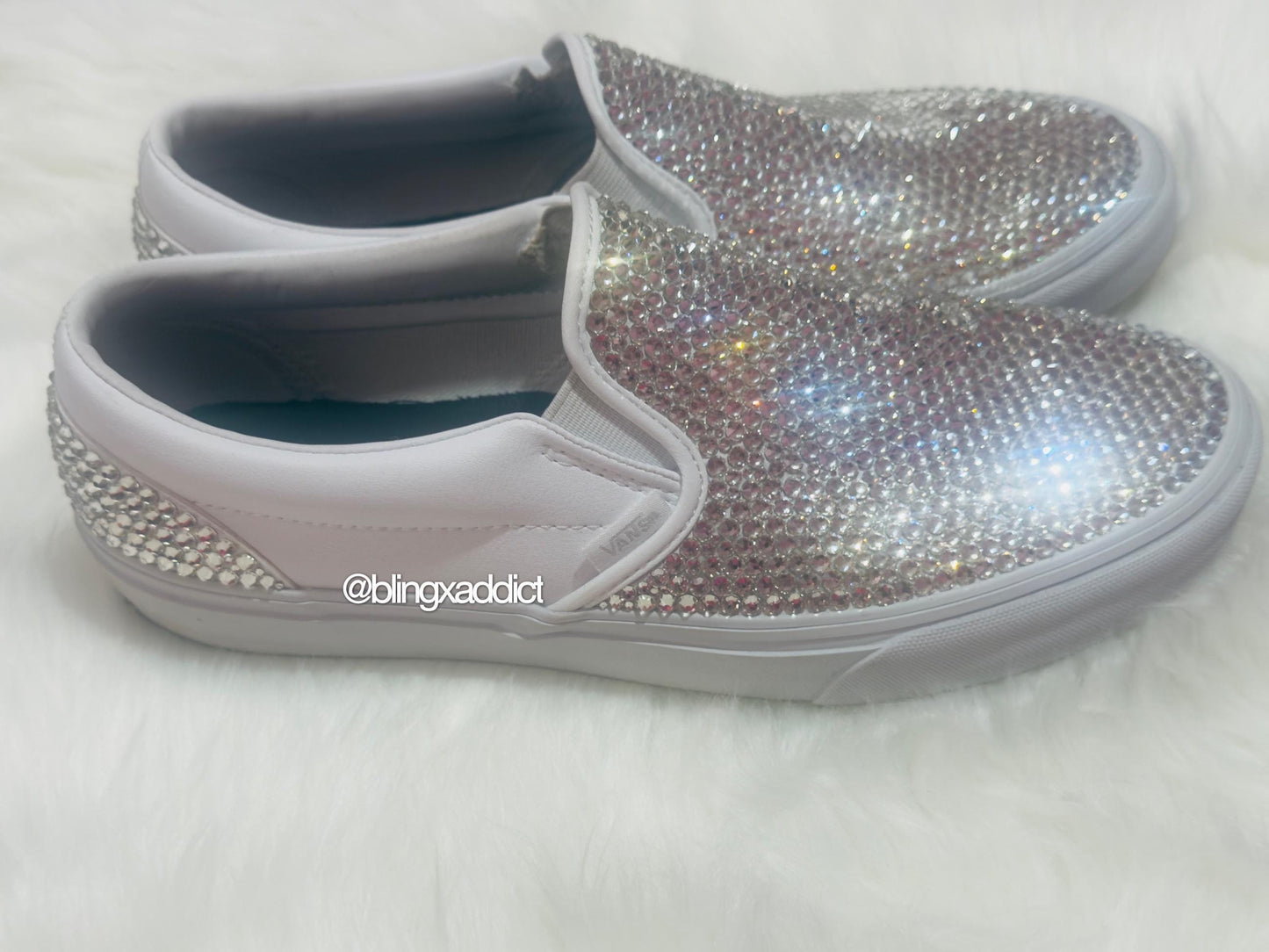 Fully Crystalized Bling Vans | Women’s Slip-On Sneakers for Birthday, Bridal & Event Wear