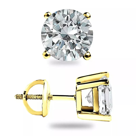 Golden Glow | 1 Carat Moissanite Gold Screwback Stud Earrings - Bling Addict