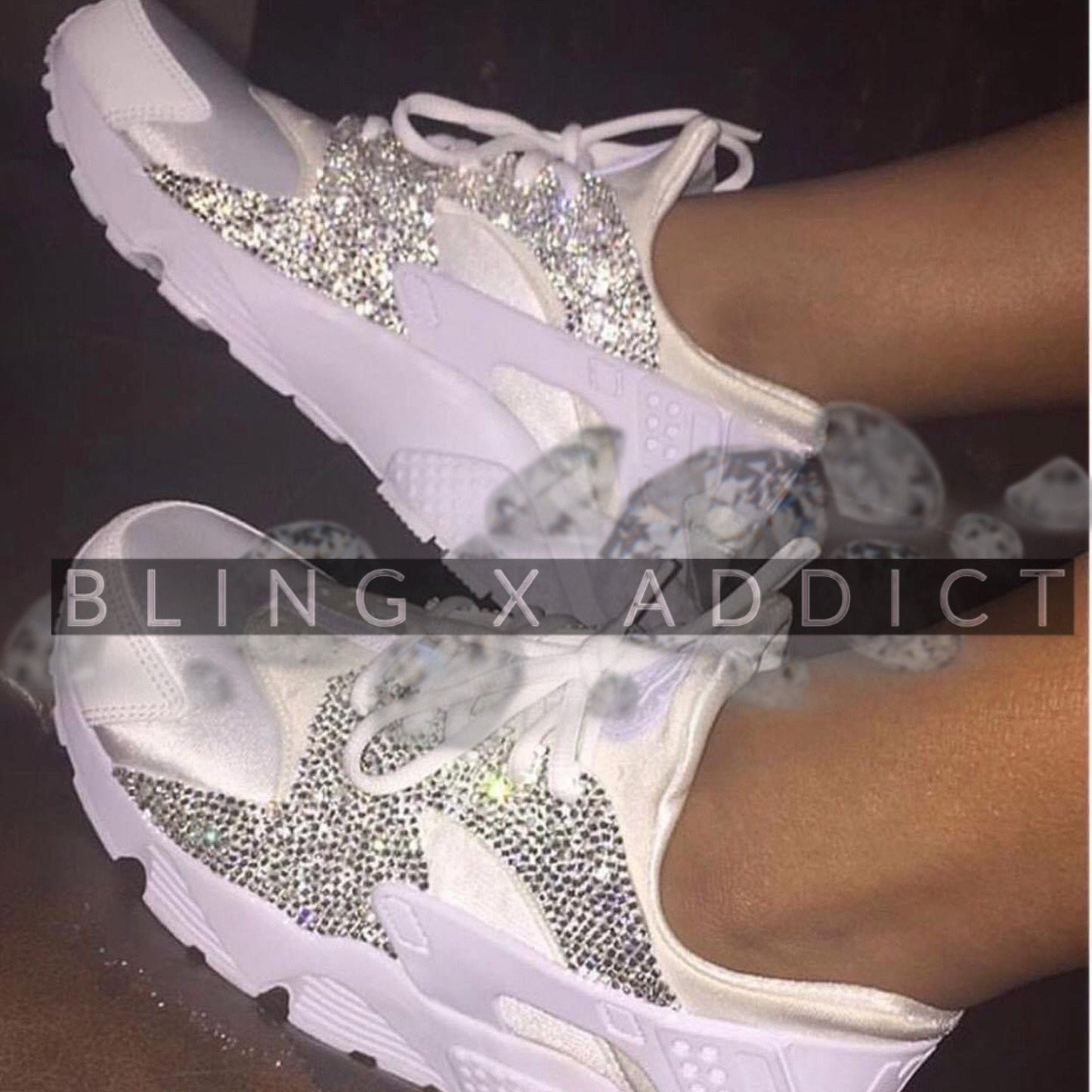 Bedazzled Swarovski Women’s Nike Air Huarache Crystal Bling Sneakers