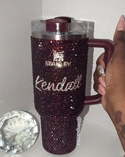 Personalized Crystal Bling Stanley Tumbler, Custom Sparkly Drinkware, 60oz 40oz 30oz 20oz