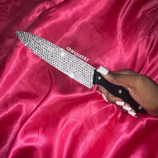 Bling Knife Prop for Halloween Costumes | Rhinestone Crystal Fake Knife | Sparkly Horror Cosplay Accessory - Bling Addict