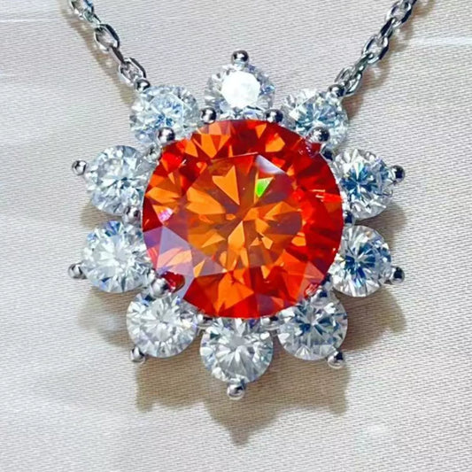 Prairie Bloom 5 Carat Moissanite Flower Pendant Necklace | 925 Sterling Silver Floral Necklace - Bling Addict