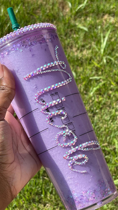Glitter Liquid Customized Snow Globe Starbucks Tumbler Cup