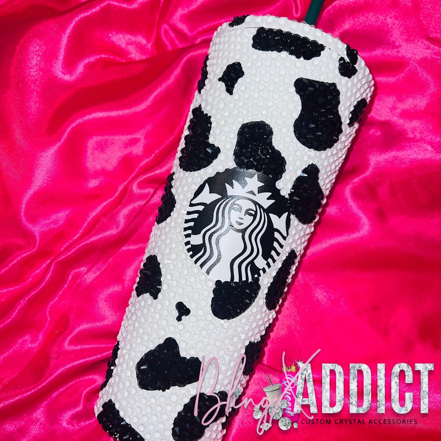 Need Some Milk? Custom Cow Print Crystal Starbucks Tumbler Cup with Straw