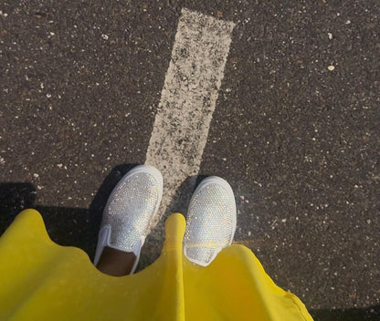 Fully Crystalized Bling Vans | Women’s Slip-On Sneakers for Birthday, Bridal & Event Wear