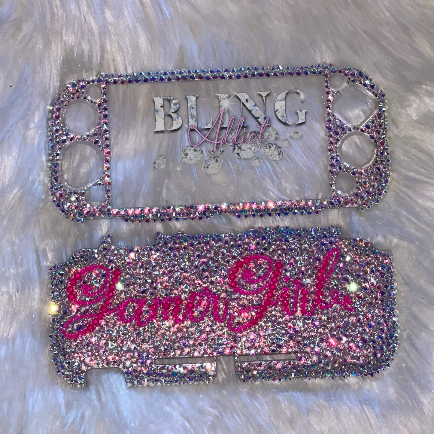 Neon Pink Glow in the Dark Gamer Girl Bling Nintendo Switch Lite Case