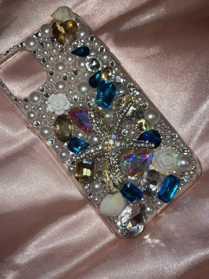Bling Starfish Phone Case: Custom Seashells, Pearls & Gems