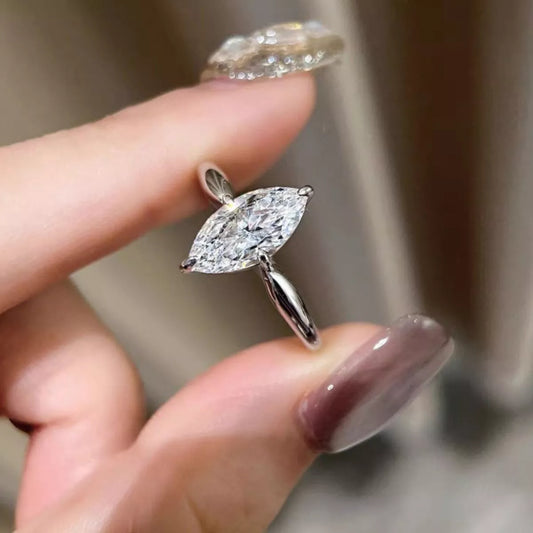 Starlit Arrow | 2 Carat Marquise Moissanite Ring | 925 Sterling Silver - Bling Addict
