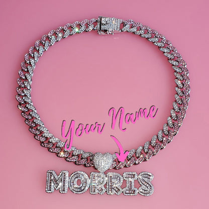 Crystal Swirl - Pink & Clear CZ Custom Cuban Link Chain