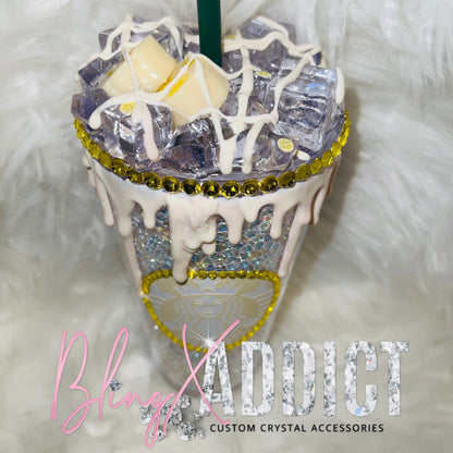 Crystal Starbucks Tumbler: Banana Crème Crush, Rhinestone Iced Coffee Cup