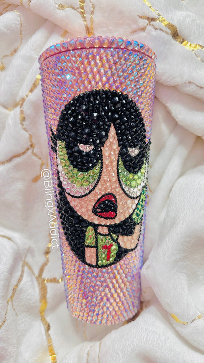 Power Puff Bae Crystal Bling Custom 24oz Starbucks Rhinestone Tumbler Cup