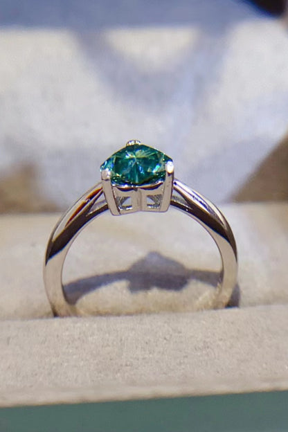 Emerald Embrace 1 Carat Green Heart Moissanite Ring | 925 Sterling Silver Solitaire Ring - Bling Addict