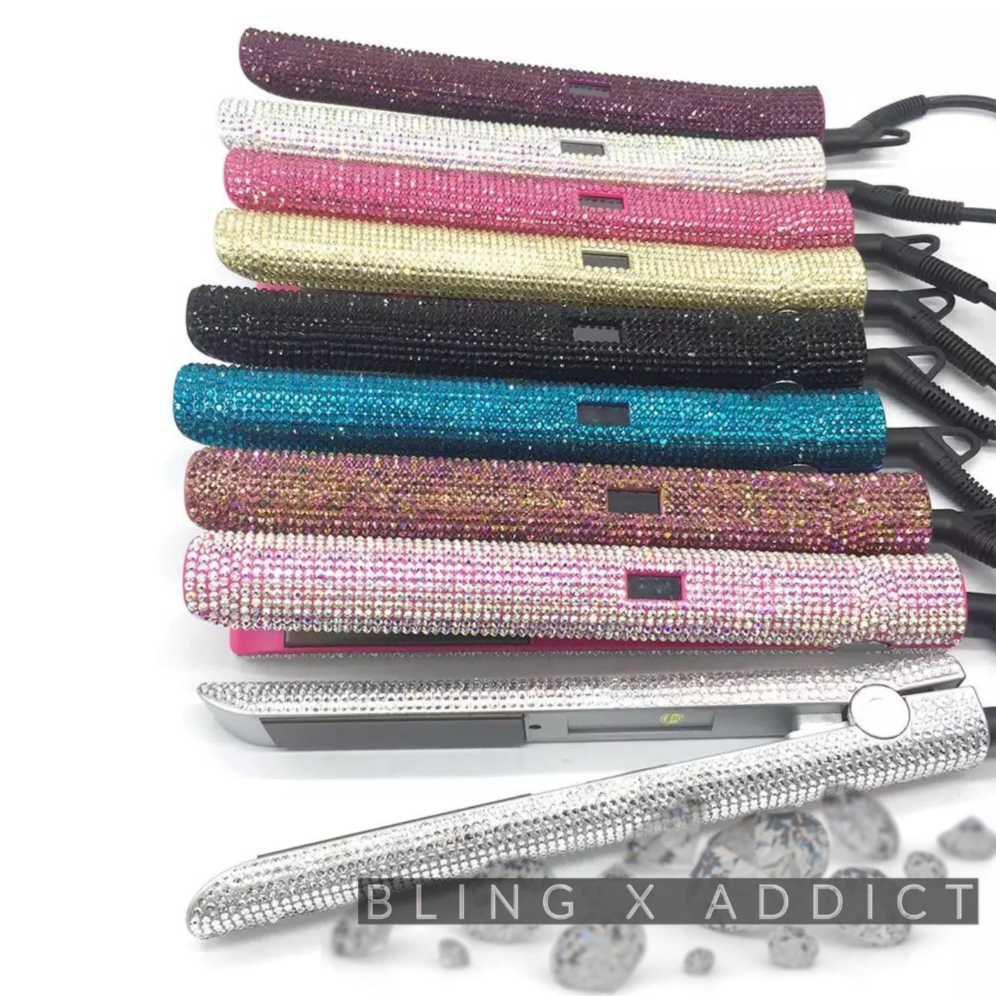 Bedazzled Crystal Flat Iron | Rhinestone Bling Hair Straightener | Custom 1” or 2” Styling Tool