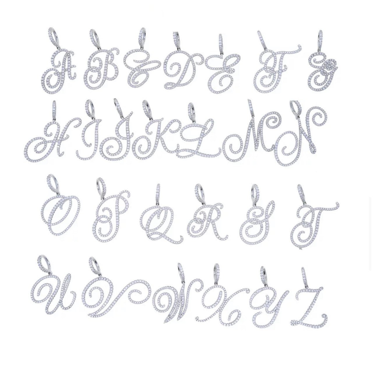 Alphabet Bling CZ Initial Tennis Chain Necklace