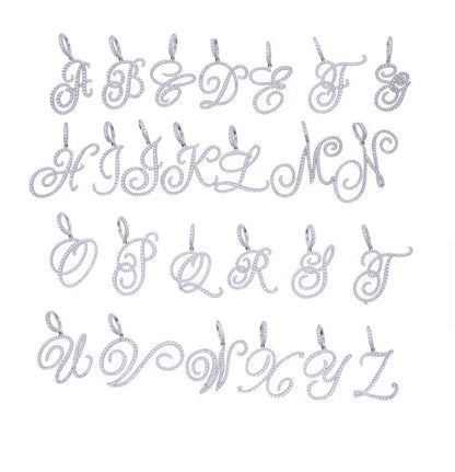 Alphabet Bling CZ Initial Tennis Chain Necklace
