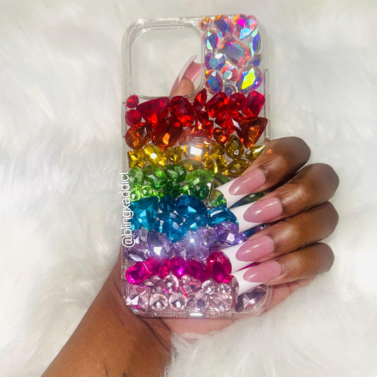 Radiant Rainbow | Custom 3D Gem Bling Case Color Pop Crystals | Rainbow 3D Gem Phone Case - Bling Addict