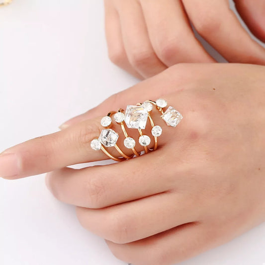 Prismatic Luxe | 18K Gold-Plated Multi-Layered Cluster Ring - Bling Addict