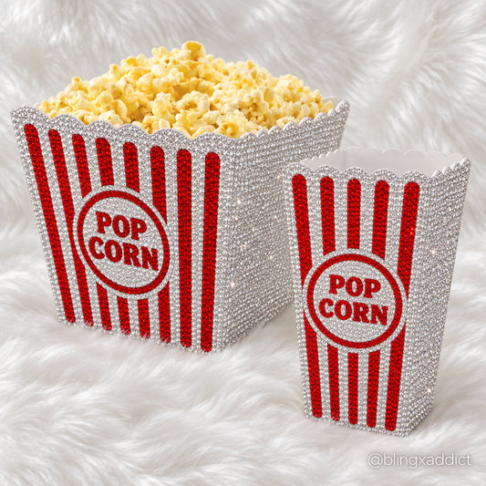 Bling Popcorn Bucket | Rhinestone Popcorn Container | Reusable Movie Night Snack Bowl | Bedazzled Movie Room Decor | Movie Lover Gift