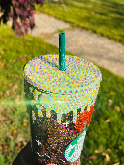 Hocus Pocus Snow Globe Starbucks Tumbler | 24oz Crystal Bling Cup - Bling Addict