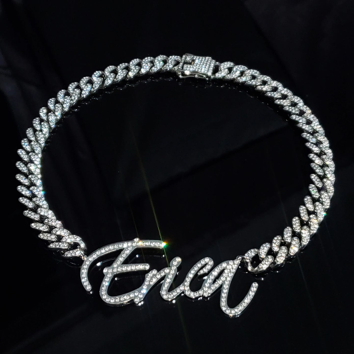 LuxeScript | Custom Name Cuban Link Bracelet | Personalized Rhinestone Jewelry