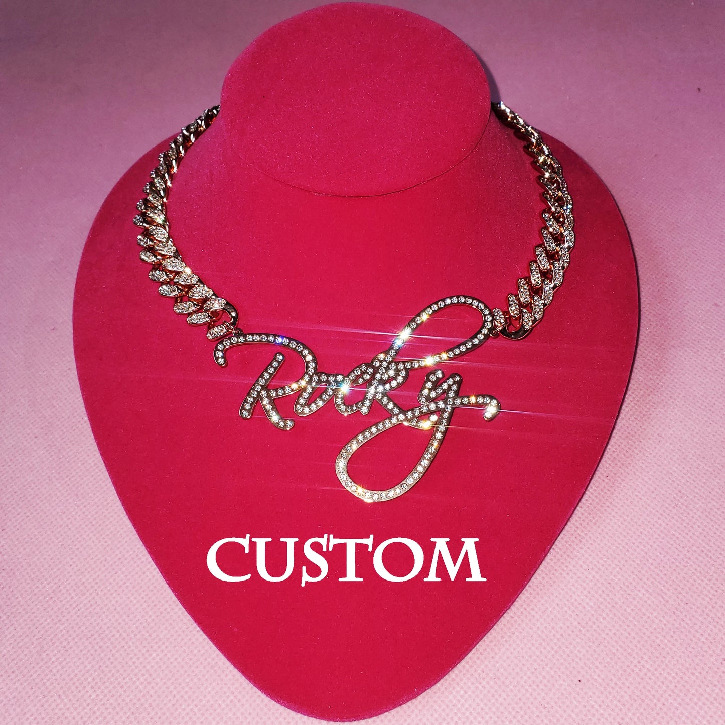 LuxeScript | Custom Name Cuban Link Bracelet | Personalized Rhinestone Jewelry