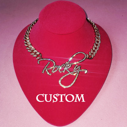 LuxeScript | Custom Name Cuban Link Bracelet | Personalized Rhinestone Jewelry
