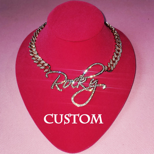 LuxeScript | Custom Name Cuban Link Bracelet | Personalized Rhinestone Jewelry