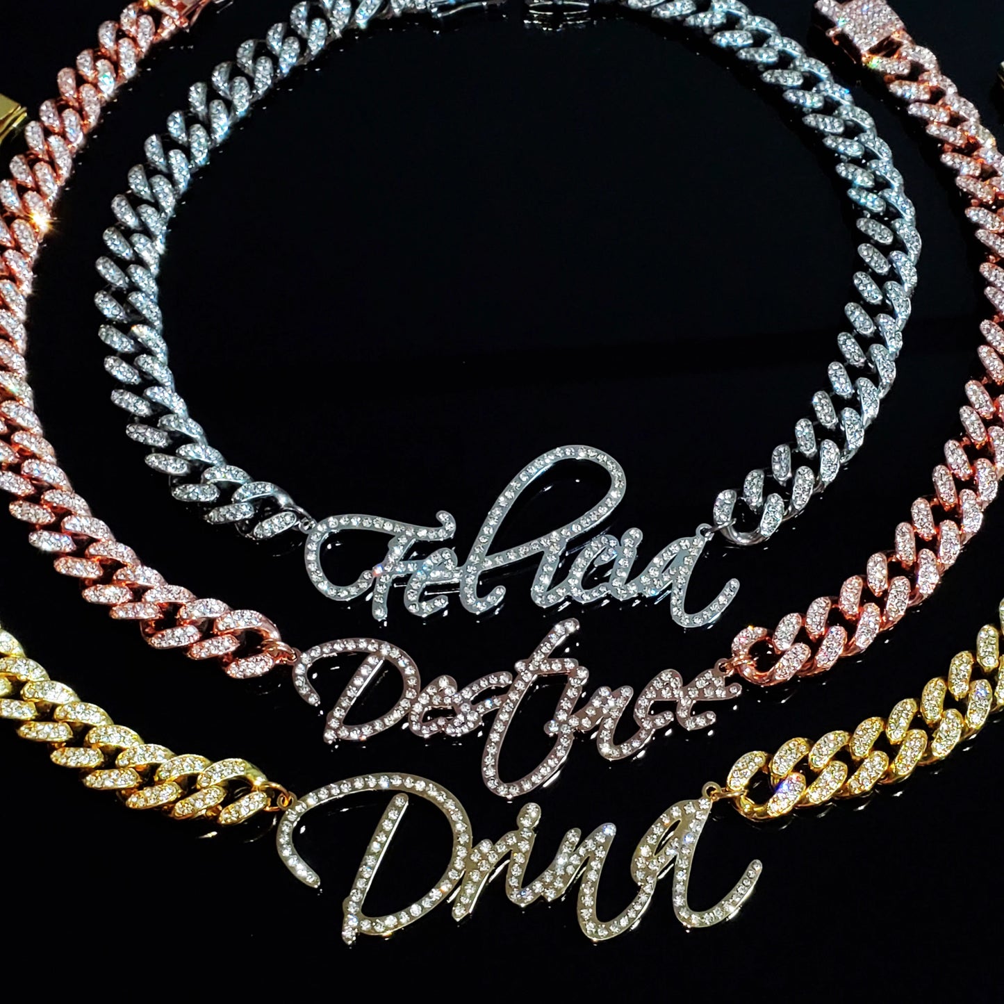 LuxeScript | Custom Name Cuban Link Bracelet | Personalized Rhinestone Jewelry