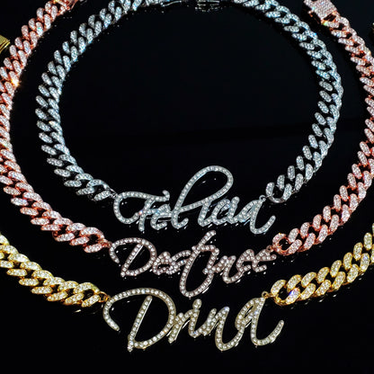 LuxeScript | Custom Name Cuban Link Bracelet | Personalized Rhinestone Jewelry