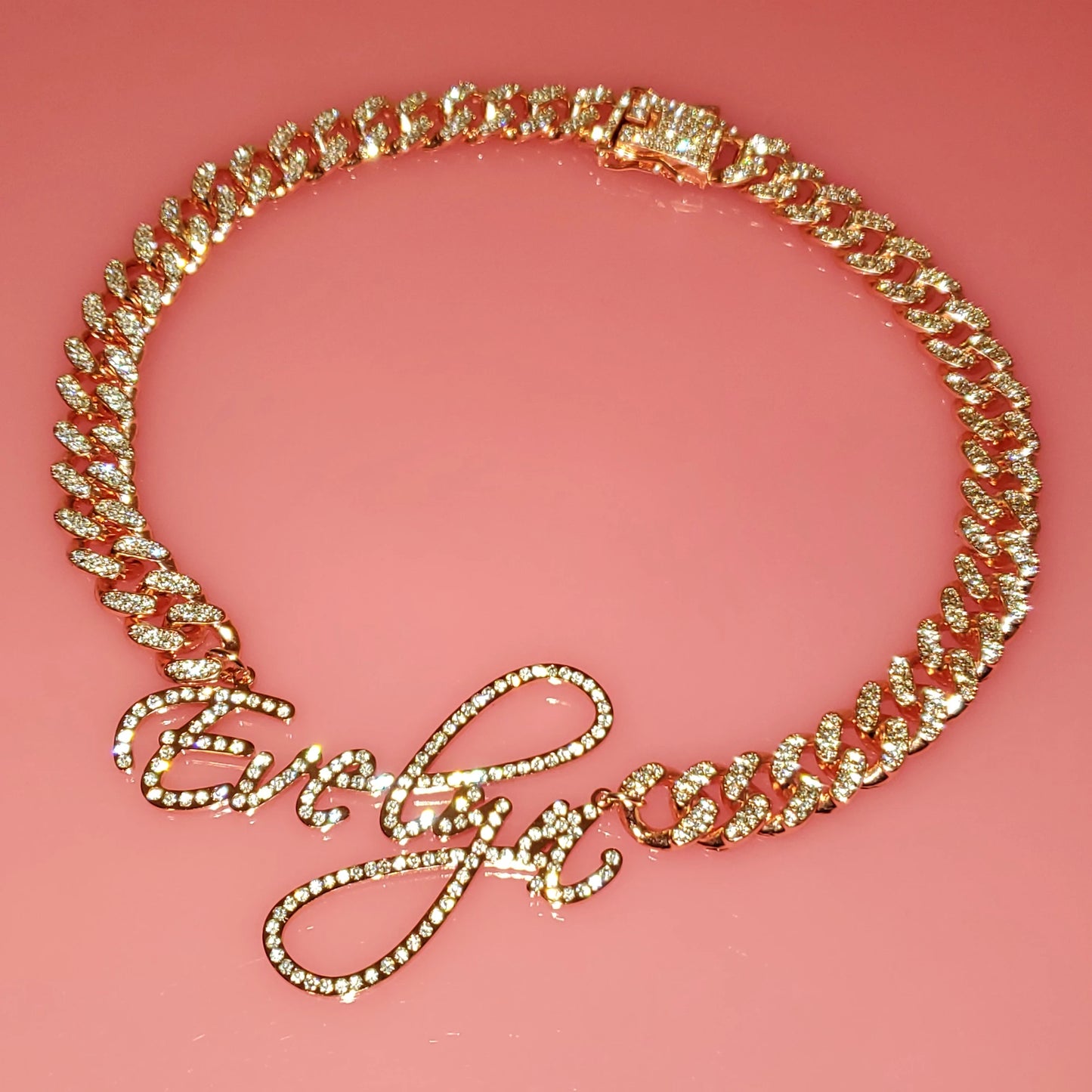 LuxeScript | Custom Name Cuban Link Bracelet | Personalized Rhinestone Jewelry