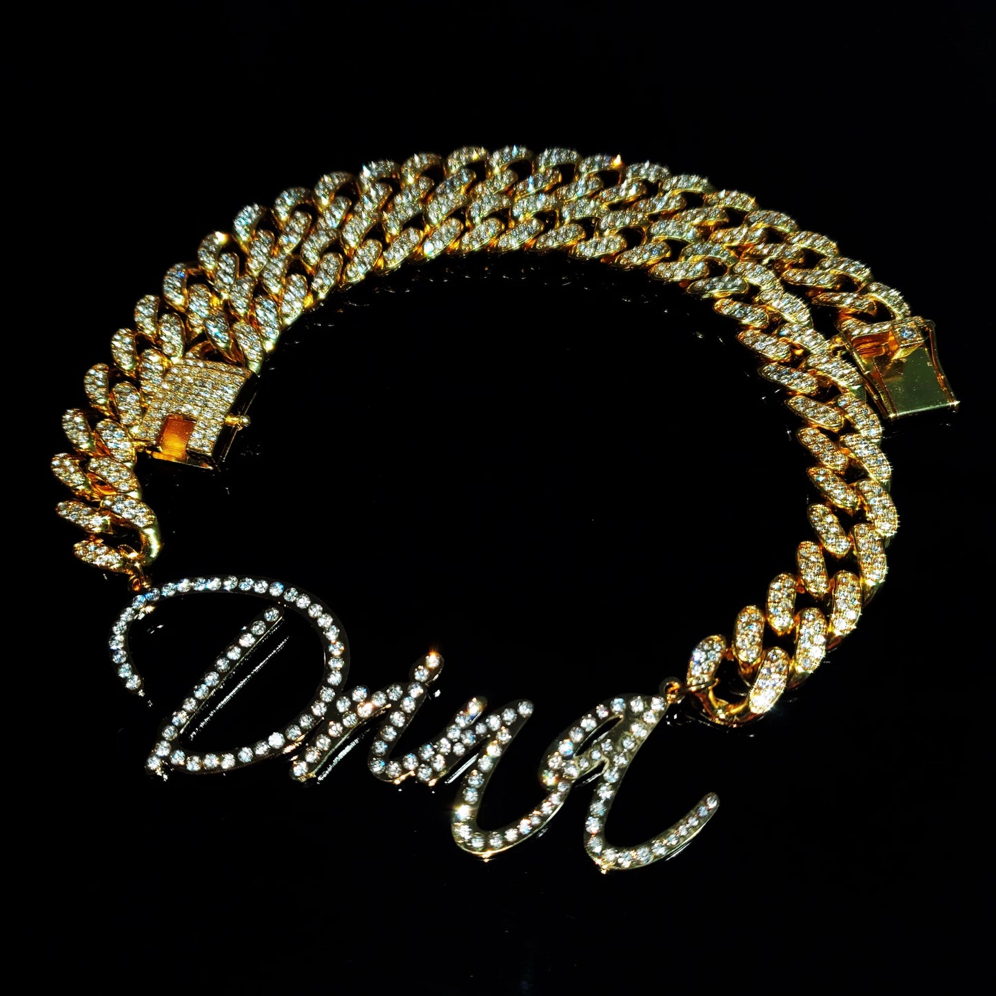 LuxeScript | Custom Name Cuban Link Bracelet | Personalized Rhinestone Jewelry