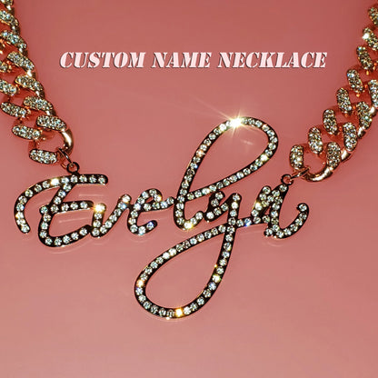 LuxeScript | Custom Name Cuban Link Bracelet | Personalized Rhinestone Jewelry