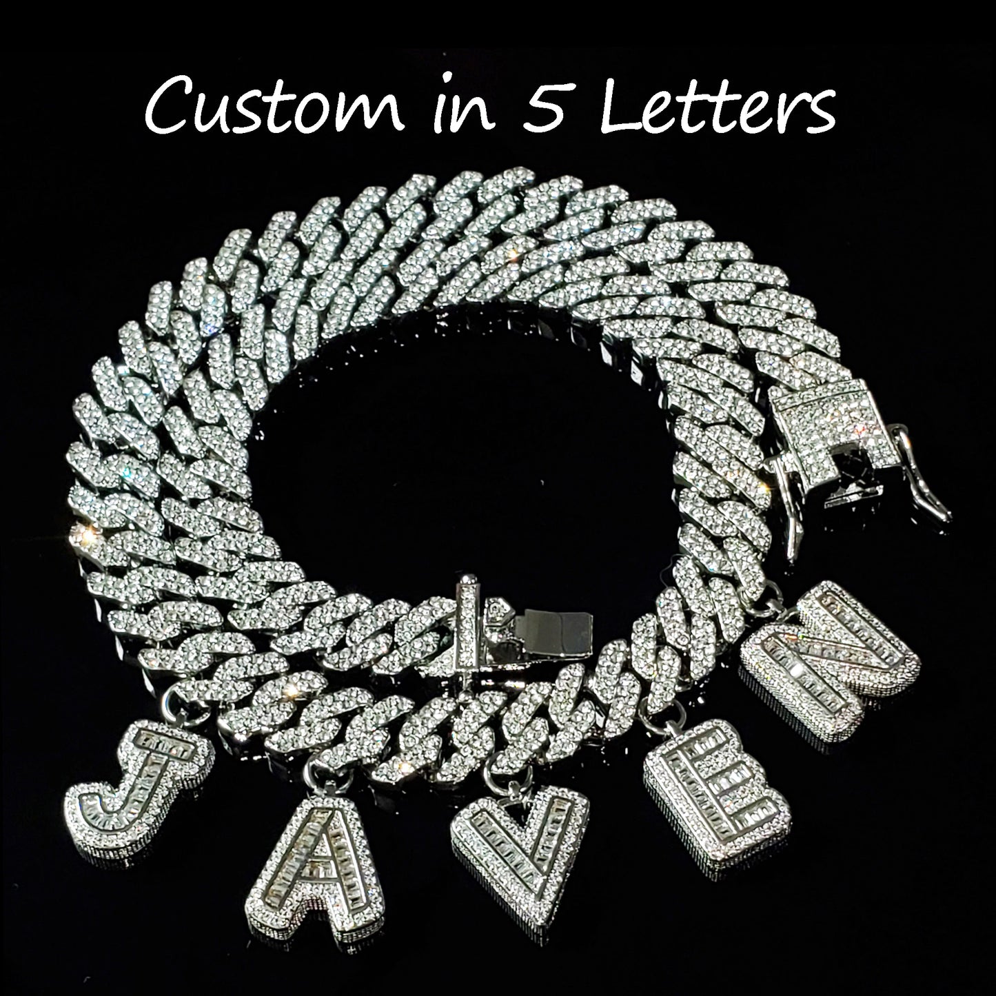Iced Legacy | Custom Name Cuban Link Necklace – Personalized Icy Baguette Letter Choker, Hip Hop Bling Jewelry Gift
