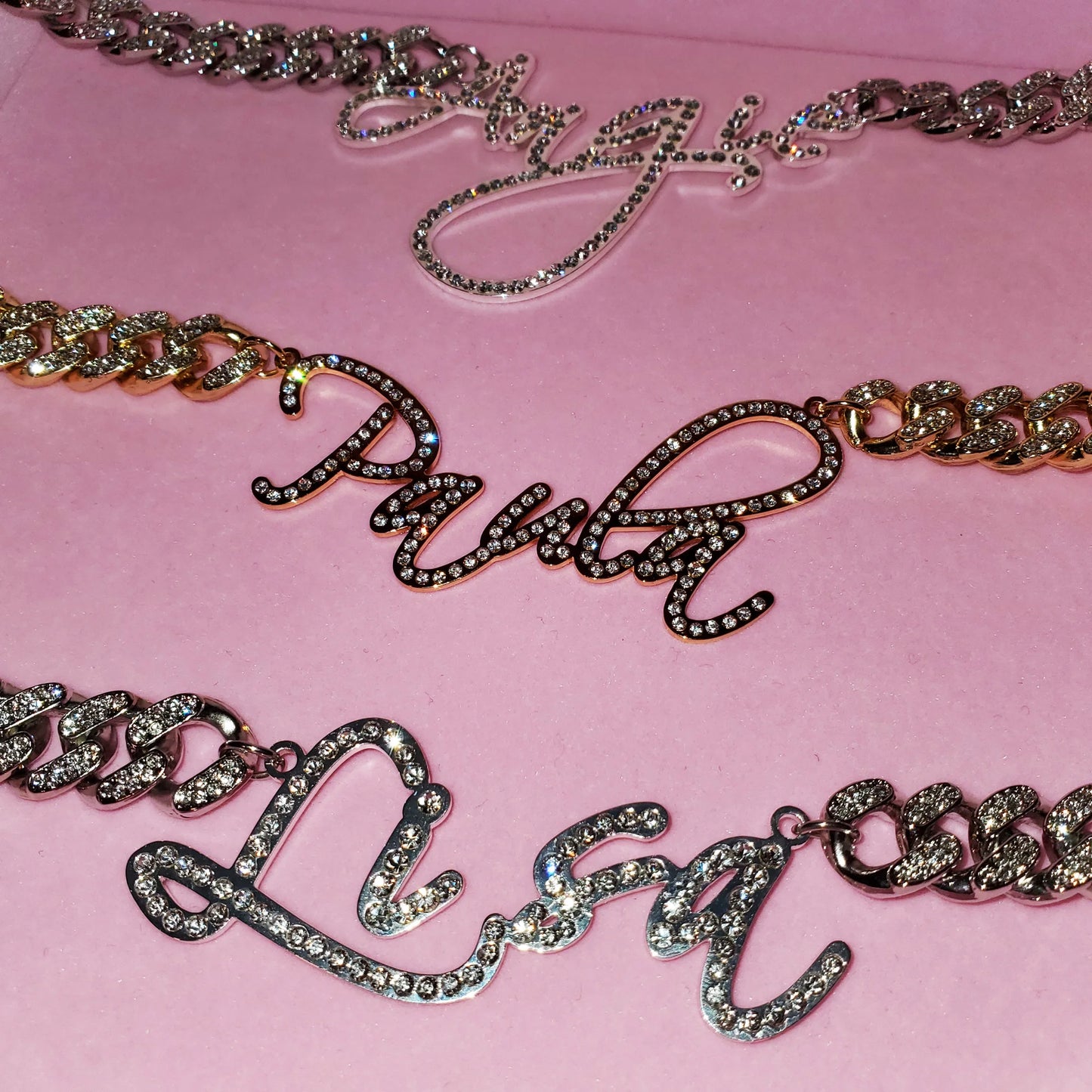 LuxeScript | Custom Name Cuban Link Bracelet | Personalized Rhinestone Jewelry