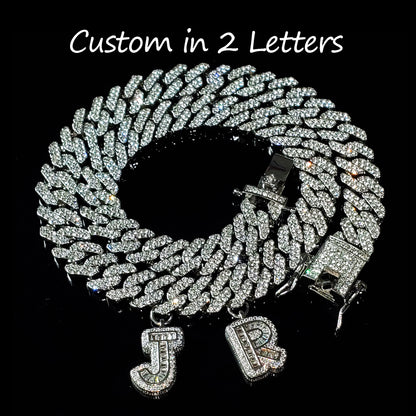 Iced Legacy | Custom Name Cuban Link Necklace – Personalized Icy Baguette Letter Choker, Hip Hop Bling Jewelry Gift